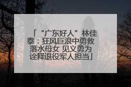 “广东好人”林佳泰：狂风巨浪中勇救落水母女 见义勇为诠释退役军人担当