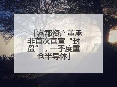 睿郡资产董承非首次官宣“封盘”，一季度重仓半导体
