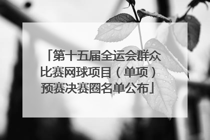第十五届全运会群众比赛网球项目（单项）预赛决赛圈名单公布