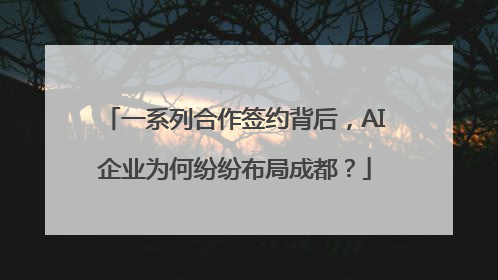 一系列合作签约背后，AI企业为何纷纷布局成都？