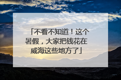 不看不知道！这个暑假，大家把钱花在威海这些地方了