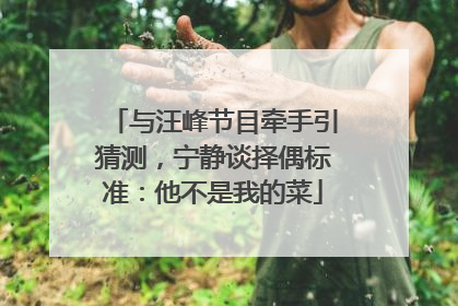 与汪峰节目牵手引猜测，宁静谈择偶标准：他不是我的菜