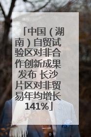 中国（湖南）自贸试验区对非合作创新成果发布 长沙片区对非贸易年均增长141%