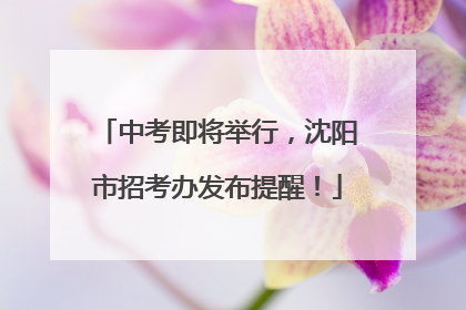 中考即将举行，沈阳市招考办发布提醒！