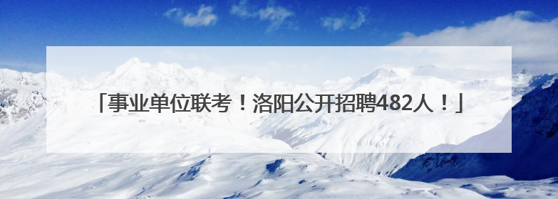 事业单位联考！洛阳公开招聘482人！