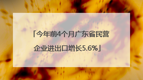 今年前4个月广东省民营企业进出口增长5.6%