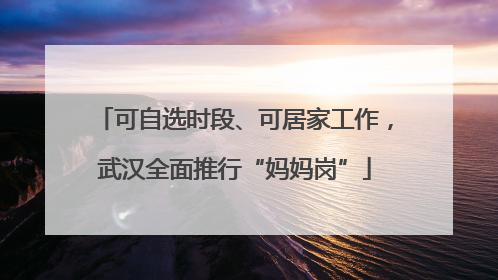 可自选时段、可居家工作，武汉全面推行“妈妈岗”