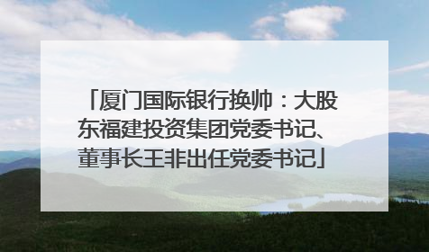 厦门国际银行换帅：大股东福建投资集团党委书记、董事长王非出任党委书记