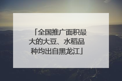 全国推广面积最大的大豆、水稻品种均出自黑龙江