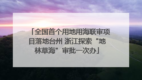 全国首个用地用海联审项目落地台州 浙江探索“地林草海”审批一次办