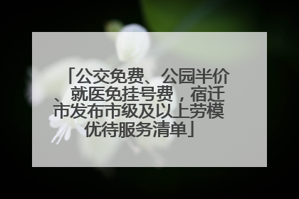 公交免费、公园半价、就医免挂号费，宿迁市发布市级及以上劳模优待服务清单