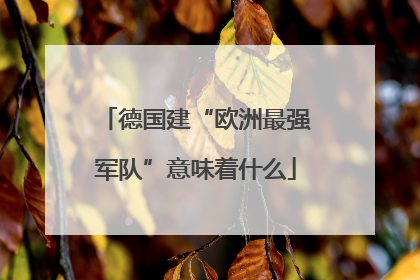 德国建“欧洲最强军队”意味着什么