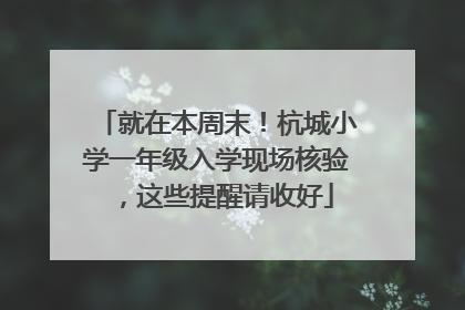 就在本周末！杭城小学一年级入学现场核验，这些提醒请收好