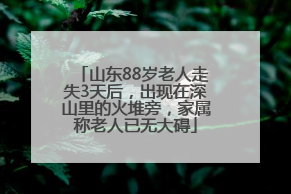 山东88岁老人走失3天后，出现在深山里的火堆旁，家属称老人已无大碍