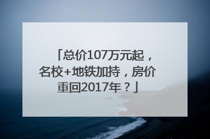 总价107万元起，名校+地铁加持，房价重回2017年？