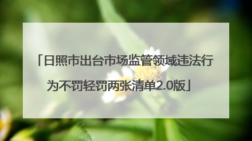 日照市出台市场监管领域违法行为不罚轻罚两张清单2.0版