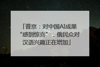普京：对中国AI成果“感到惊喜”，俄民众对汉语兴趣正在增加