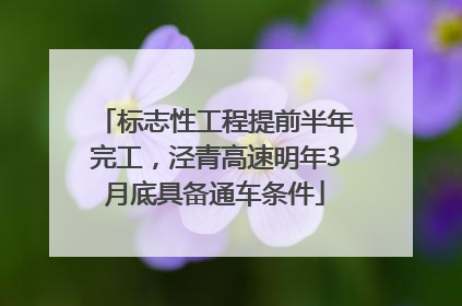 标志性工程提前半年完工，泾青高速明年3月底具备通车条件