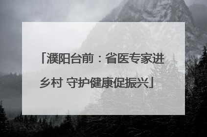 濮阳台前：省医专家进乡村 守护健康促振兴