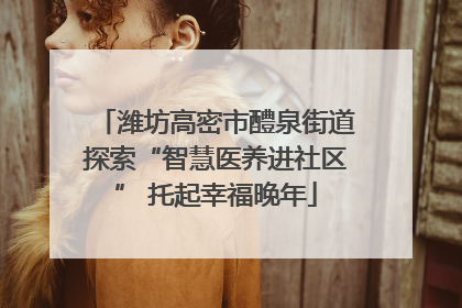 潍坊高密市醴泉街道探索“智慧医养进社区” 托起幸福晚年