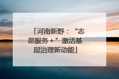 河南新野：“志愿服务＋”激活基层治理新动能