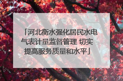 河北衡水强化居民水电气表计量监督管理 切实提高服务质量和水平