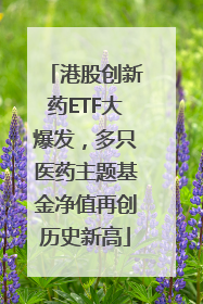 港股创新药ETF大爆发，多只医药主题基金净值再创历史新高