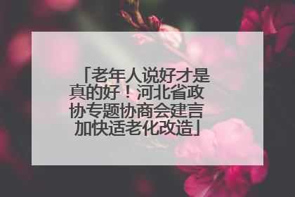 老年人说好才是真的好！河北省政协专题协商会建言加快适老化改造