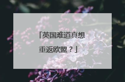 英国难道真想重返欧盟？