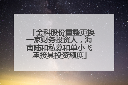 金科股份重整更换一家财务投资人，海南陆和私募和单小飞承接其投资额度