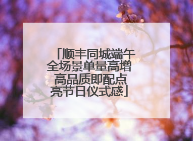 顺丰同城端午全场景单量高增 高品质即配点亮节日仪式感