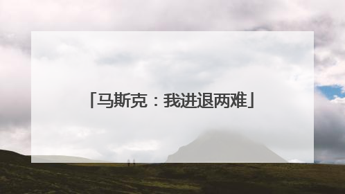 马斯克：我进退两难
