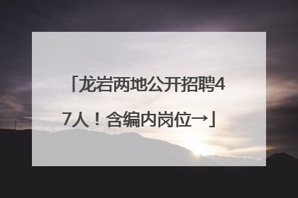 龙岩两地公开招聘47人！含编内岗位→