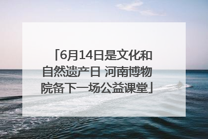 6月14日是文化和自然遗产日 河南博物院备下一场公益课堂